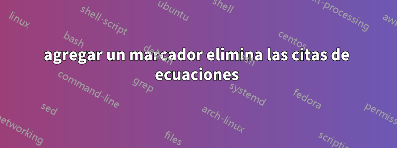 agregar un marcador elimina las citas de ecuaciones