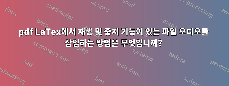pdf LaTex에서 재생 및 중지 기능이 있는 파일 오디오를 삽입하는 방법은 무엇입니까?