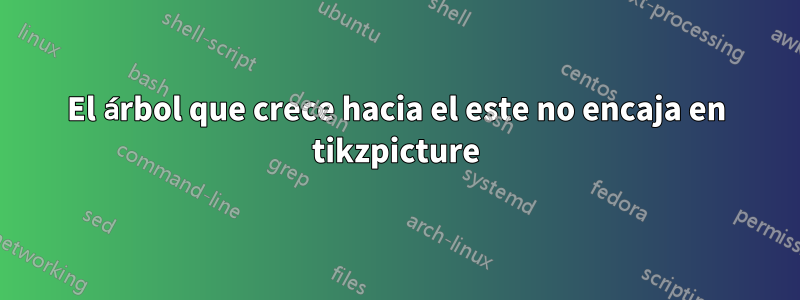 El árbol que crece hacia el este no encaja en tikzpicture