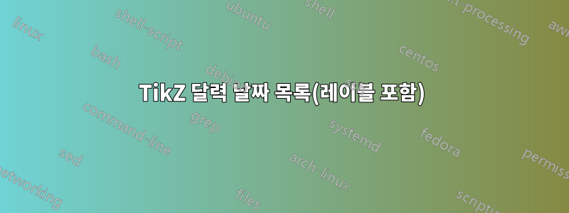 TikZ 달력 날짜 목록(레이블 포함)