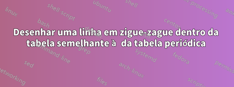 Desenhar uma linha em zigue-zague dentro da tabela semelhante à da tabela periódica