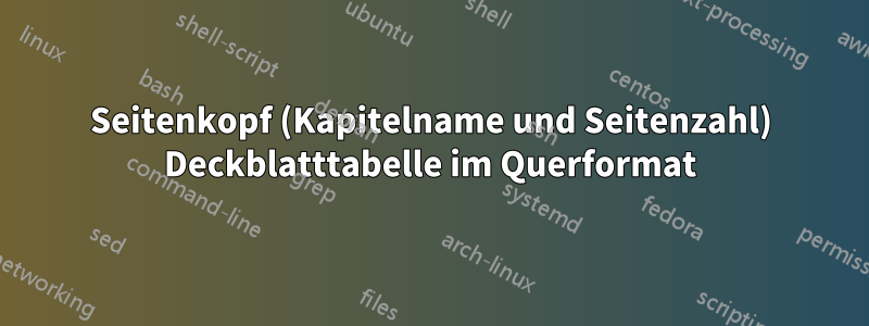 Seitenkopf (Kapitelname und Seitenzahl) Deckblatttabelle im Querformat