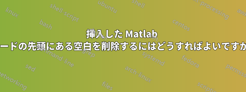 挿入した Matlab コードの先頭にある空白を削除するにはどうすればよいですか?