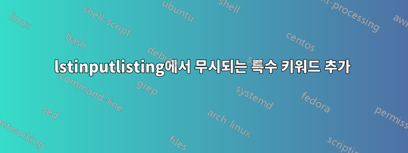 lstinputlisting에서 무시되는 특수 키워드 추가