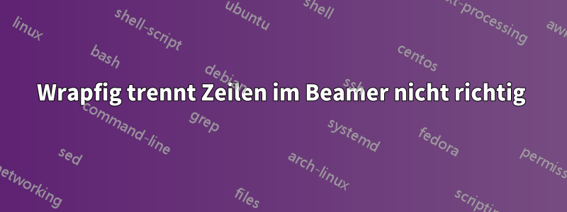 Wrapfig trennt Zeilen im Beamer nicht richtig