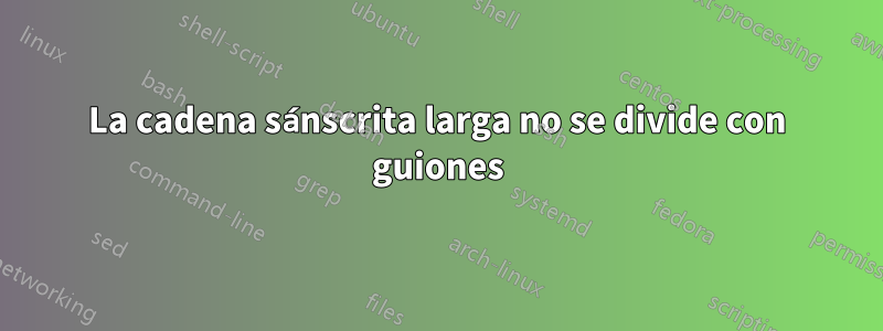 La cadena sánscrita larga no se divide con guiones