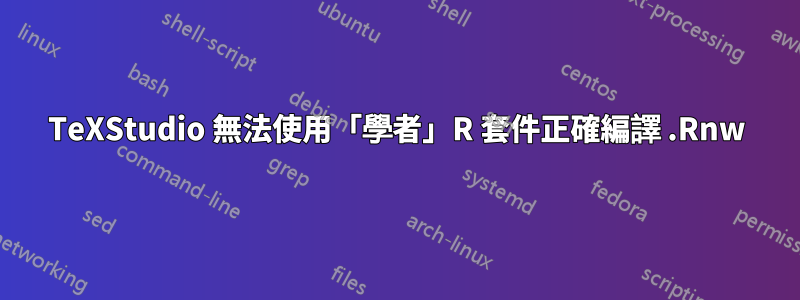 TeXStudio 無法使用「學者」R 套件正確編譯 .Rnw