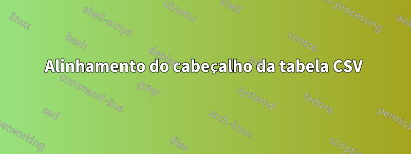 Alinhamento do cabeçalho da tabela CSV