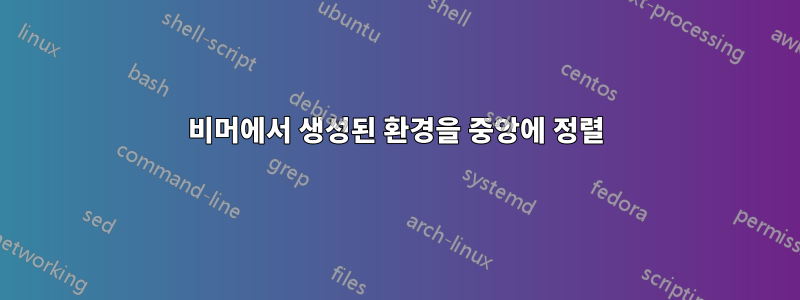 비머에서 생성된 환경을 중앙에 정렬