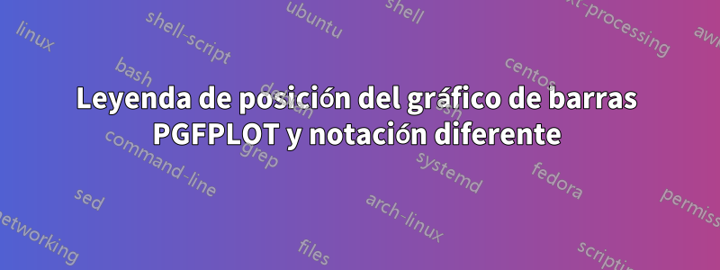 Leyenda de posición del gráfico de barras PGFPLOT y notación diferente