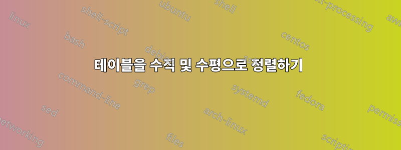 테이블을 수직 및 수평으로 정렬하기