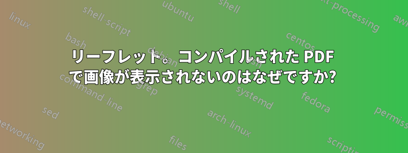 リーフレット。コンパイルされた PDF で画像が表示されないのはなぜですか?