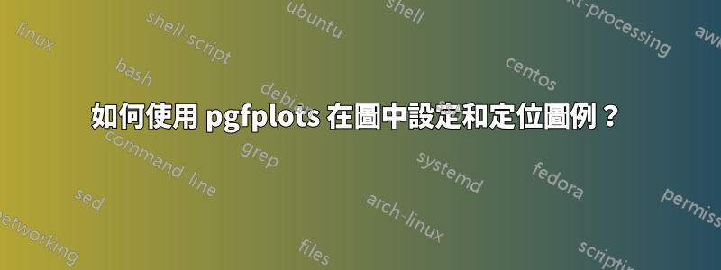 如何使用 pgfplots 在圖中設定和定位圖例？