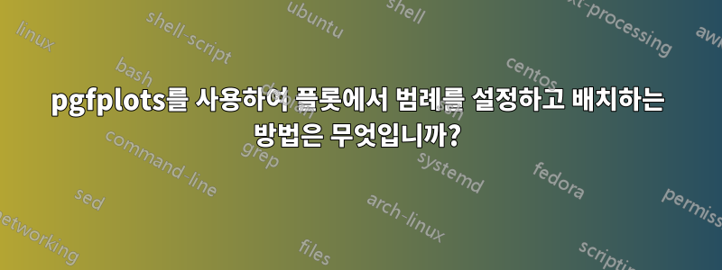 pgfplots를 사용하여 플롯에서 범례를 설정하고 배치하는 방법은 무엇입니까?