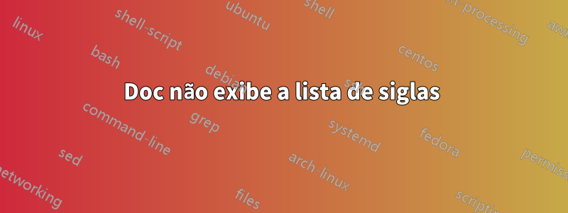 Doc não exibe a lista de siglas