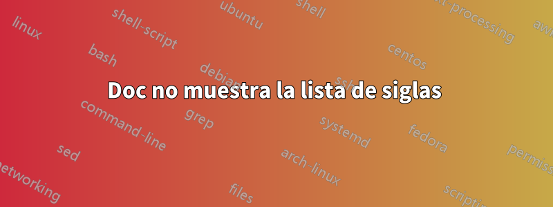 Doc no muestra la lista de siglas