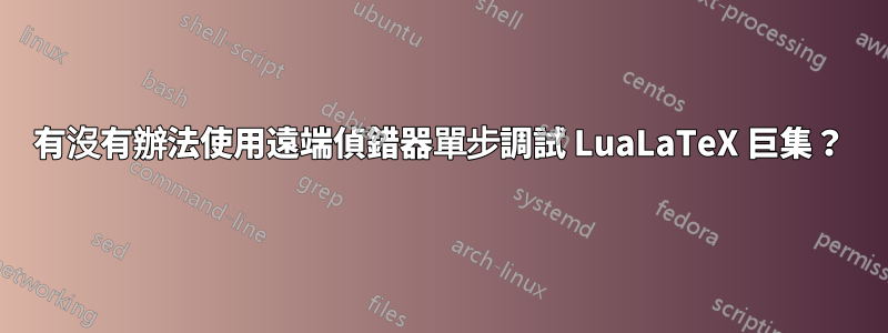 有沒有辦法使用遠端偵錯器單步調試 LuaLaTeX 巨集？