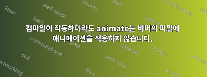 컴파일이 작동하더라도 animate는 비머의 파일에 애니메이션을 적용하지 않습니다.