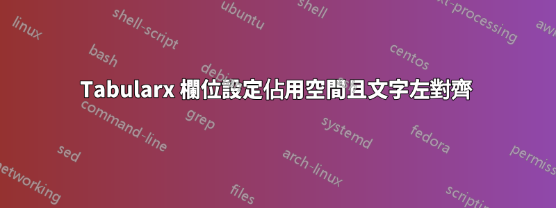 Tabularx 欄位設定佔用空間且文字左對齊
