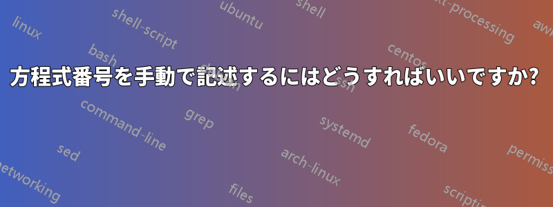方程式番号を手動で記述するにはどうすればいいですか?