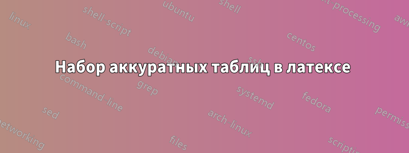 Набор аккуратных таблиц в латексе