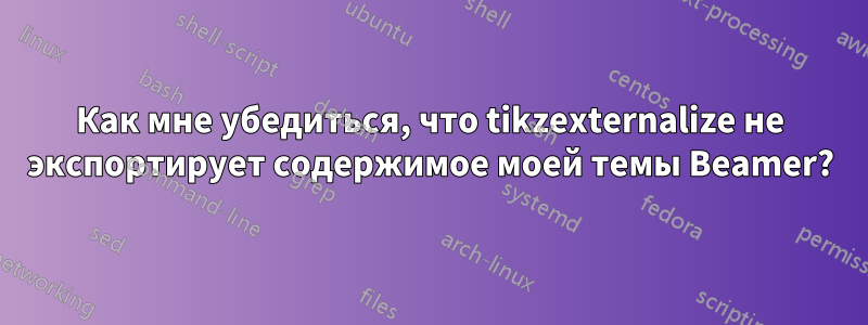 Как мне убедиться, что tikzexternalize не экспортирует содержимое моей темы Beamer?