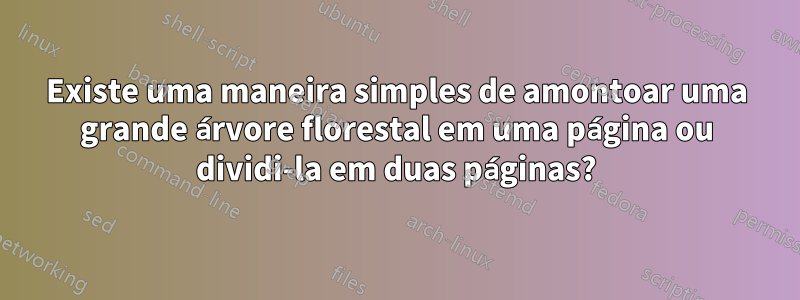 Existe uma maneira simples de amontoar uma grande árvore florestal em uma página ou dividi-la em duas páginas?