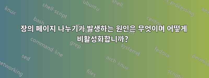 장의 페이지 나누기가 발생하는 원인은 무엇이며 어떻게 비활성화합니까? 
