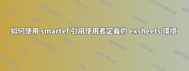 如何使用 smartef 引用使用者定義的 exsheets 環境