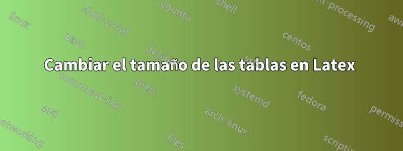 Cambiar el tamaño de las tablas en Latex