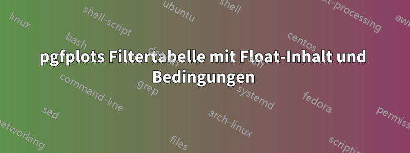 pgfplots Filtertabelle mit Float-Inhalt und Bedingungen