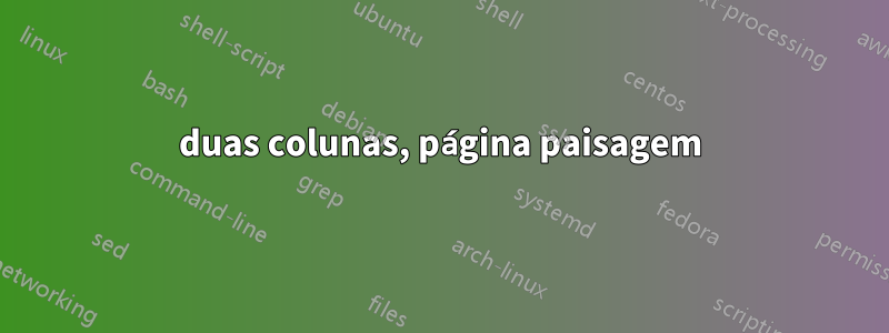 duas colunas, página paisagem