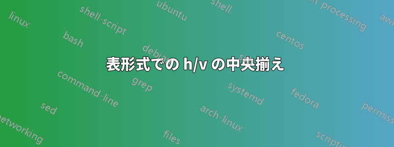 表形式での h/v の中央揃え