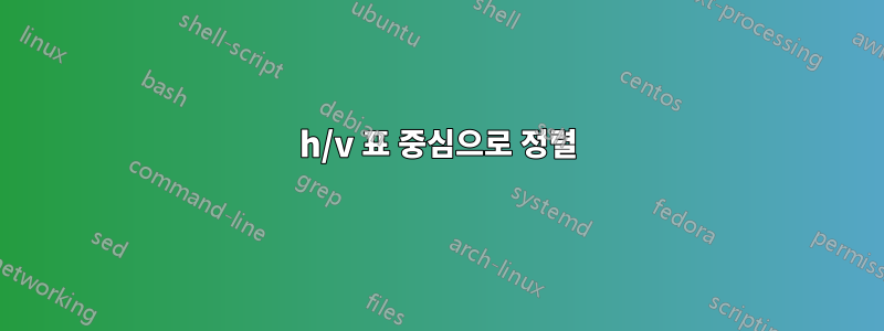 h/v 표 중심으로 정렬
