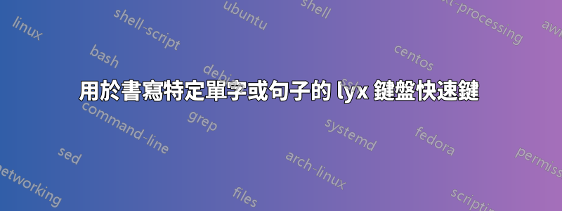 用於書寫特定單字或句子的 lyx 鍵盤快速鍵