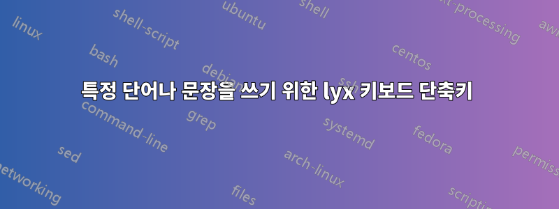 특정 단어나 문장을 쓰기 위한 lyx 키보드 단축키