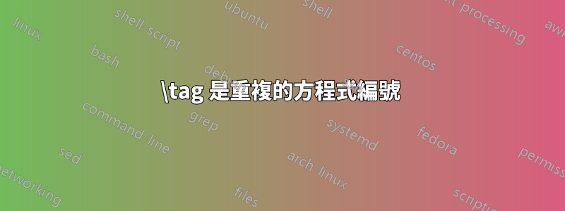 \tag 是重複的方程式編號