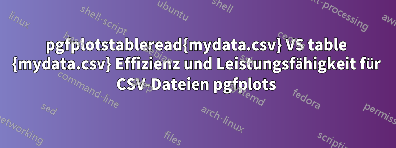pgfplotstableread{mydata.csv} VS table {mydata.csv} Effizienz und Leistungsfähigkeit für CSV-Dateien pgfplots