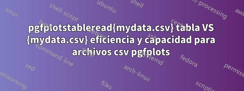 pgfplotstableread{mydata.csv} tabla VS {mydata.csv} eficiencia y capacidad para archivos csv pgfplots