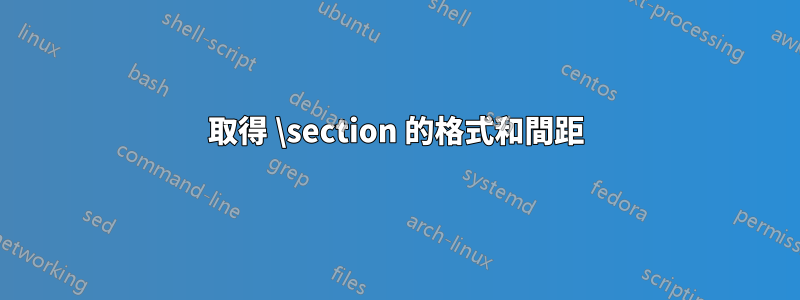 取得 \section 的格式和間距