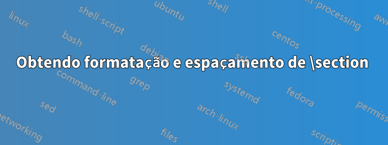 Obtendo formatação e espaçamento de \section