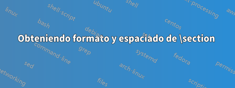 Obteniendo formato y espaciado de \section