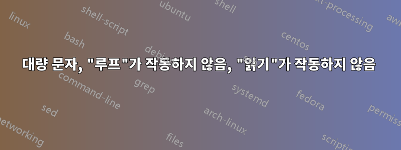 대량 문자, "루프"가 작동하지 않음, "읽기"가 작동하지 않음