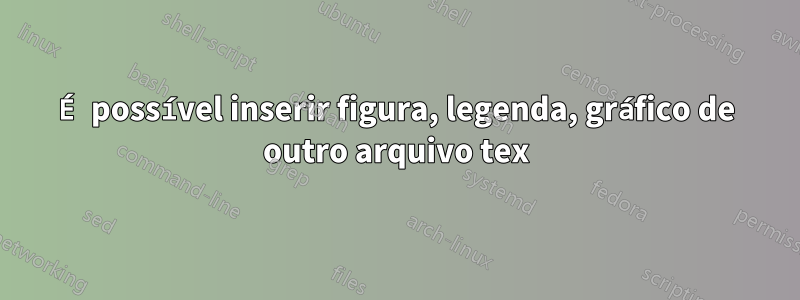 É possível inserir figura, legenda, gráfico de outro arquivo tex