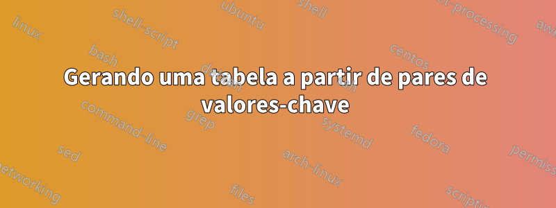 Gerando uma tabela a partir de pares de valores-chave