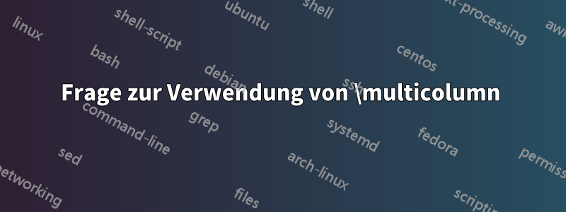 Frage zur Verwendung von \multicolumn