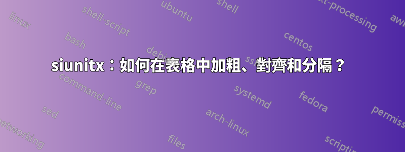 siunitx：如何在表格中加粗、對齊和分隔？ 