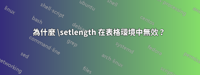 為什麼 \setlength 在表格環境中無效？