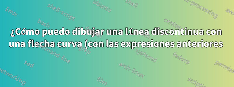 ¿Cómo puedo dibujar una línea discontinua con una flecha curva (con las expresiones anteriores) entre dos imágenes?