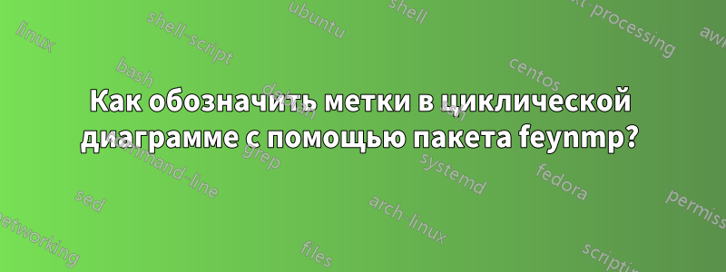 Как обозначить метки в циклической диаграмме с помощью пакета feynmp?